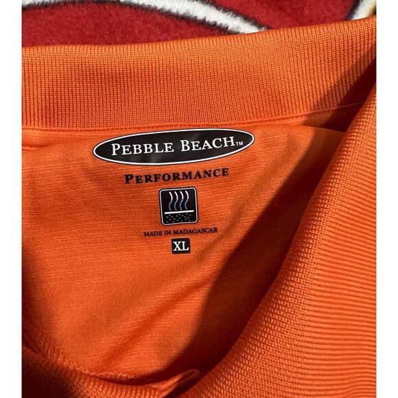 New PEBBLE BEACH Performance Golf‎ Polo Short Sleeve Shirt Men's XL Orange NWT - Picture 7 of 13